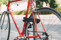 Bike with lock attached to pole