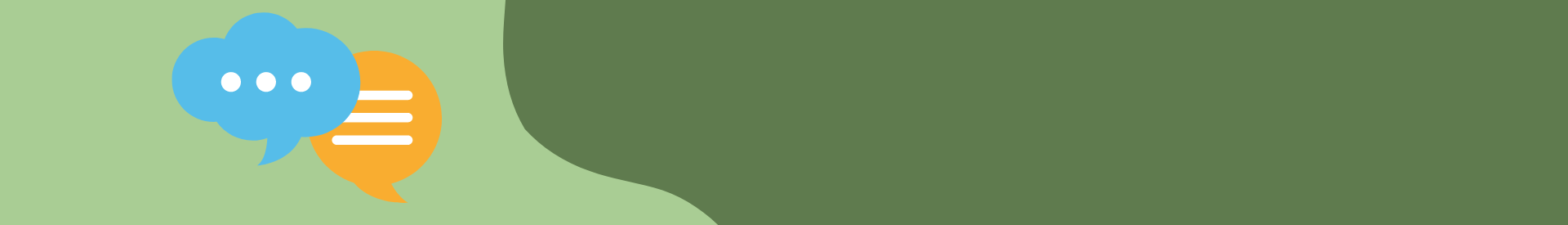 Graphic of two speech bubbles on background with two shades of green